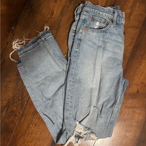 GAP Cheeky Straight High Rise Jeans in Light Blue Denim